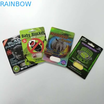 স্লাইড ফোস্কা সন্নিবেশ কার্ড কাগজ বাক্স প্যাকেজিং রাইনো 69 সেক্স পিল 3 ডি প্যাকিং কাস্টমাইজড আকার