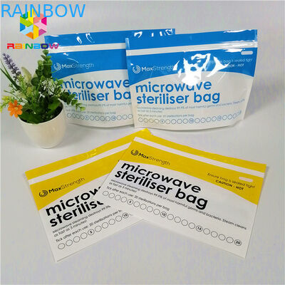 প্লাস্টিকের মাইক্রোওয়েভ নির্বীজন শিশুর ফিডার / বোতল জন্য জিপার পাউচ ব্যাগগুলি আপ করুন