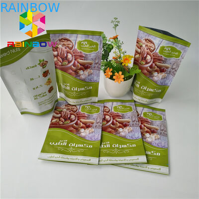 ম্যাট সমাপ্ত অ্যালুমিনিয়াম ফয়েল স্ট্যান্ড আপ পাউচ ভোজ্য ফল জর্কি প্যাকেজিং কাস্টম প্রিন্টিং