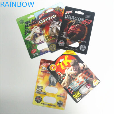 টেকসই পুরুষ বর্ধনশীল পিলস প্যাকেজিং রাইনো সিরিজ 3 ডি কার্ডস ক্যাপসুল ফোস্কা প্যাক