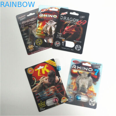 টেকসই RHINO প্লাস্টিক ফোস্কা প্যাকেজিং 3 ডি লেন্টিকুলার কার্ড পুরুষ প্রলিপ্ত কাগজ উপাদান