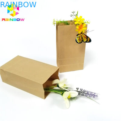 ফুড গ্রেড ক্রাফ্ট পেপার ফ্ল্যাট বটম ব্যাগ বায়োডেগ্রেটেবল গ্রিজ প্রুফ স্নাক প্যাকেজিং