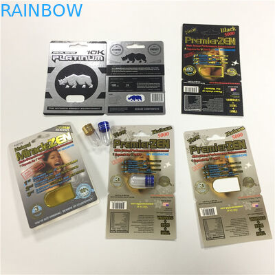 RHINO 8/11/25 ডিসপ্লে ফোস্কা কার্ড প্যাকিং পুরুষ বর্ধন পারফরম্যান্স পিল 3 ডি খালি ধারক