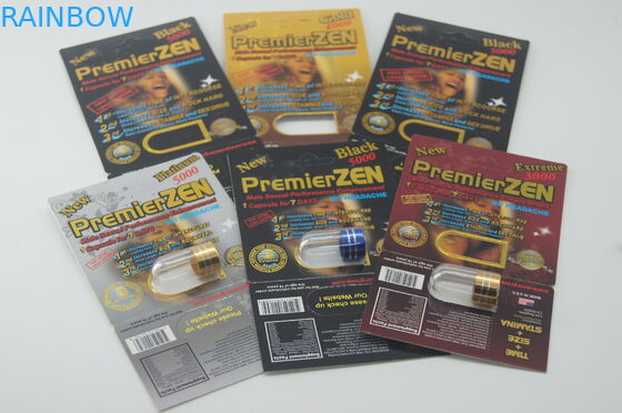 জলরোধী প্লাস্টিকের ফোস্কা প্যাকেজিং গণ্ডার 7 5000 পুরুষ বর্ধন যৌন বড়ি