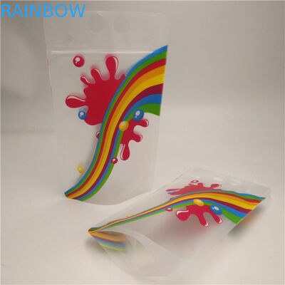 জুস মিল্ক বটম গসেট ব্যাগ সাফ করুন, হ্যান্ডেল সহ ফয়েল পাউচগুলি টেকসই স্ট্যান্ড আপ করুন