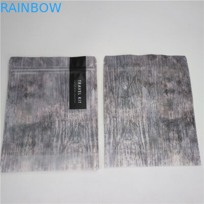 জিপ লক নীচে গু কসমেটিক্স প্যাকেজিং প্লাস্টিকের পরিষ্কার ক্লান্ত ফ্রন্টের সাথে মাইলার পাউচ স্ট্যান্ড আপ করুন