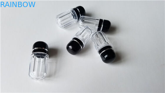 সাফ প্লাস্টিকের বড়ি বোতলজাতীয় রাইনো ক্যাপসুল ধারক 3 ডি কার্ডের জন্য রঙিন ধাতব ক্যাপ