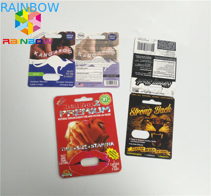 স্লাইড ফোস্কা sertোকান কার্ড পুরুষ বর্ধন বড়ি প্যাকিং 3 ডি সারফেস সমাপ্ত