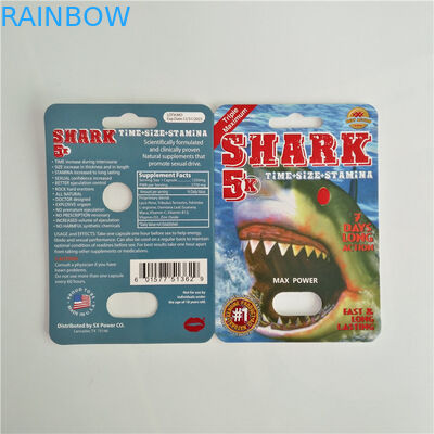 প্লাস্টিক বুলেট সহ পেপার ফোস্কা কার্ড প্যাকেজিং পুরুষ বর্ধন পিলস প্যাক