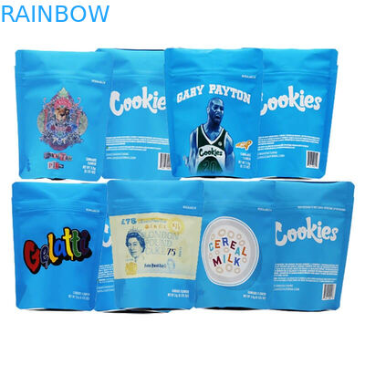 প্লাস্টিকের শিশু প্রতিরোধক স্ট্যান্ড আপ পাউচ বায়োডেগ্রেডেবল ফুল প্যাকেজিং ব্যাগ 3.5g আকার Size