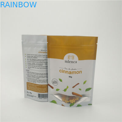 ম্যাট হোয়াইট ব্যাকগ্রাউন্ড জিপার কসমেটিক ব্যাগ স্ট্যান্ড আপ ডাইপ্যাক 40 জি দারুচিনি