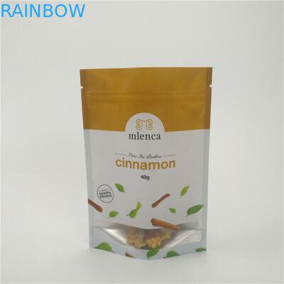 ম্যাট হোয়াইট ব্যাকগ্রাউন্ড জিপার কসমেটিক ব্যাগ স্ট্যান্ড আপ ডাইপ্যাক 40 জি দারুচিনি