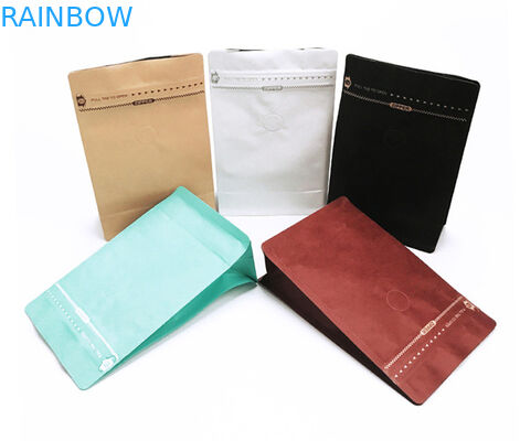 Flat Bottom Tea Bags Packaging Custom Printed Resealable Kraft Paper With Valve
