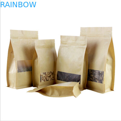 Flat Bottom Tea Bags Packaging Custom Printed Resealable Kraft Paper With Valve