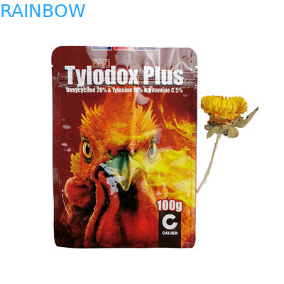 তিন পক্ষের সিলিং অ্যালুমিনিয়াম ফয়েল ব্যাগ ম্যাট 100 গ্রাম চা / চিকেন ফিড পোষা প্যাকিং