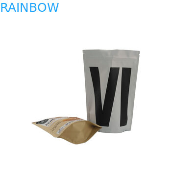 জিপলক ফয়েল পাউচ প্যাকেজিং অ্যালুমিনিয়াম ফয়েল ড্যাগাসিং ভালভের সাথে কফি ব্যাগটি স্ট্যান্ড আপ করুন