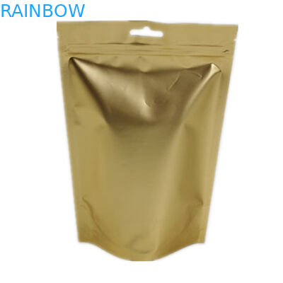 পুনরায় বিক্রয়যোগ্য প্লাস্টিক স্ট্যান্ড আপ পাউচ কফি প্যাকিং ব্যাগ সোনার অ্যালুমিনিয়াম ফয়েল