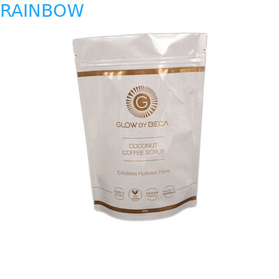 হোয়াইট গ্লসি ফিনিশ বডি স্ক্রাব 150 মাইক্রন স্ট্যান্ড আপ জিপার পাউচ