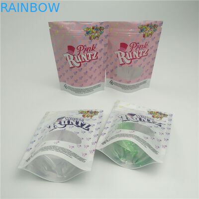 গন্ধ প্রুফ ভেষজ প্যাকেজিং ব্যাগ হিম সিবিডি চিল আঠালো প্যাকিংয়ের জন্য উইন্ডো সহ জিপলক ব্যাগ