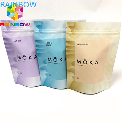 টিপস খাঁজ সহ জিপলক বডি স্ক্রাব ব্যাগ সহ কাস্টম প্রিন্টেড স্ট্যান্ড আপ পাউচগুলি