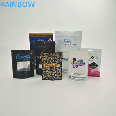 নমুনা ফ্রি কাস্টমাইজড চাইল্ড প্রুফ সিবিডি ব্যাগগুলি উইন্ডো সহ রুটজ জঙ্গল কুকিজ মেডিসিন পাউচ ou