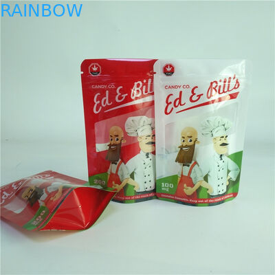 ডিজিটাল প্রিন্টিং 100mg ক্যান্ডি প্যাকেজিং ব্যাগ সিবিডি গামি পরিষ্কার উইন্ডো সহ পাউচ স্ট্যান্ড আপ করুন