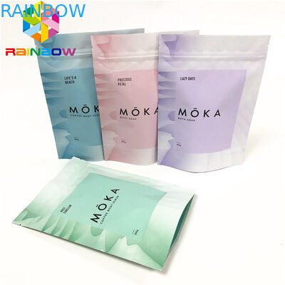 স্ন্যাক / বডি স্ক্রাব কাস্টমাইজড প্যাকেজিং ব্যাগের জন্য কাস্টম প্রিন্টিং জিপলক পাউচের সাথে স্তরিত ফয়েল স্ট্যান্ড আপ ব্যাগ