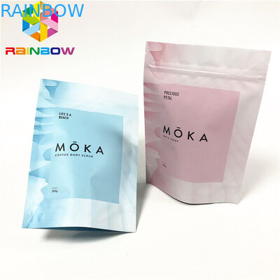 স্ন্যাক / বডি স্ক্রাব কাস্টমাইজড প্যাকেজিং ব্যাগের জন্য কাস্টম প্রিন্টিং জিপলক পাউচের সাথে স্তরিত ফয়েল স্ট্যান্ড আপ ব্যাগ