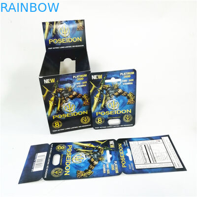 কাস্টম মুদ্রিত কাগজ কার্ডগুলি পুরুষ বর্ধকদের যৌন কর্মক্ষমতা লাল পোসেইডন কার্ড বাক্স প্রদর্শন করুন