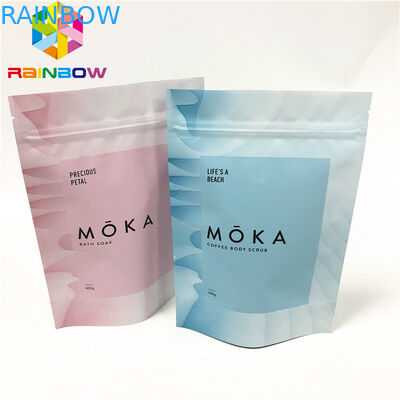 বডি স্ক্রাব স্ট্যান্ড আপ জিপলক পাউচ পুনরায় ব্যবহারযোগ্য প্যাকেজিং ব্যাগ টিয়ার ন্যাচগুলি কাস্টমাইজড পাউচ সহ