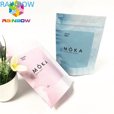 বডি স্ক্রাব স্ট্যান্ড আপ জিপলক পাউচ পুনরায় ব্যবহারযোগ্য প্যাকেজিং ব্যাগ টিয়ার ন্যাচগুলি কাস্টমাইজড পাউচ সহ