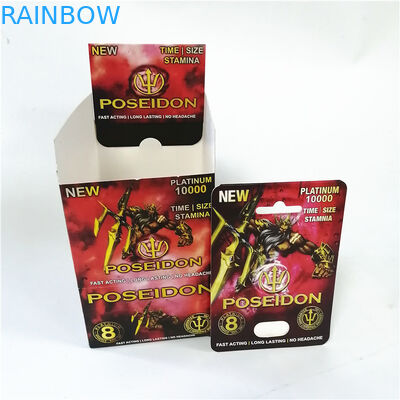 গণ্ডার ফোস্কা কার্ড মেনস যৌন পরিপূরক সেক্স পিলস প্যাকেজিং পুরুষ বর্ধন পিল হেড ক্যাপসুল কনটেইনার