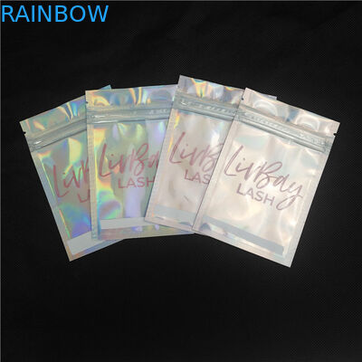 কাস্টম লোগো লেজার কসমেটিক প্যাকেজিং একক স্তর ব্যাগ লিপগ্লাস ল্যাশগুলি প্রয়োজনীয় তেল বোতল প্যাকেজিং ডাইপ্যাক ব্যাগ