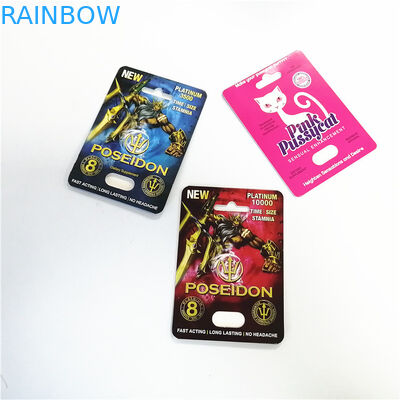 ফোসকা প্যাকেজিং গোলাপী বিগক্যাট কার্ড প্যাকিং বাক্সগুলির সাথে ইউভি এফেক্ট পেপার কার্ডগুলি প্রদর্শন করুন