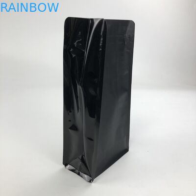 জিপলক ফ্ল্যাট নীচে কফি ব্যাগ সহ কাস্টম মুদ্রিত ম্যাট ব্ল্যাক অ্যালুমিনিয়াম ফয়েল 250 গ্রাম 1 কেজি 12oz