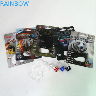 যৌন বর্ধন পিলস প্যাকেজিং গেন্ডার সর্বাধিক 150 কে 3 ডি ফোস্কা কার্ড পাউডার সেক্স ক্যাপসুলের জন্য পেপার বক্স সহ