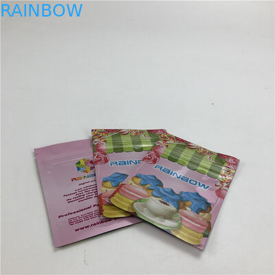 3.5 ক প্লাস্টিক জিপার ফ্ল্যাট ব্যাগ অ্যালুমিনিয়াম ফয়েল চকচকে পৃষ্ঠতল তিন সাইড সিলযুক্ত ব্যাগ কুকিজ / নারকেল মাংস / বাদামের জন্য