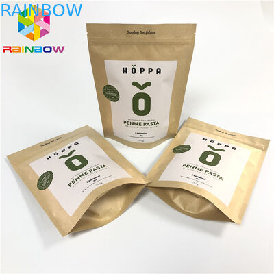 কাস্টম প্রিন্টেড ব্রাউন ক্রাফ্ট পেপার ব্যাগগুলি স্ট্যান্ড আপ জিপলক পেপার প্যাকেজিং থলি rese