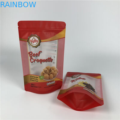 মিনি পরিমাণে ডিজিটাল প্রিন্টিং কুকি স্ন্যাক জারকি গরুর মাংস প্যাকেজিং পরিষ্কার উইন্ডো সহ জিপার ব্যাগ স্ট্যান্ড আপ
