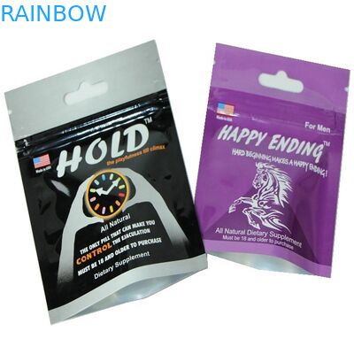ব্যক্তিগত লেবেল মুদ্রিত হ্যাং হোল জিপলক শীর্ষ ছোট ফয়েল পুরুষ যৌন বড়ি প্যাকেজিং প্লাস্টিকের প্যাকেজিং পিলস প্যাকেজিংয়ের জন্য