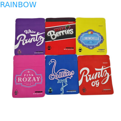 সফট টাচ 3.5 জি ফয়েল জিপলক প্লাস্টিক ব্যাগগুলি গন্ধযুক্ত প্রুফ ম্যাট 3.5 জি 7 জি গাঁজা কুকিজ জেফ প্যাকেজিং মেলার ব্যাগ কাস্টম