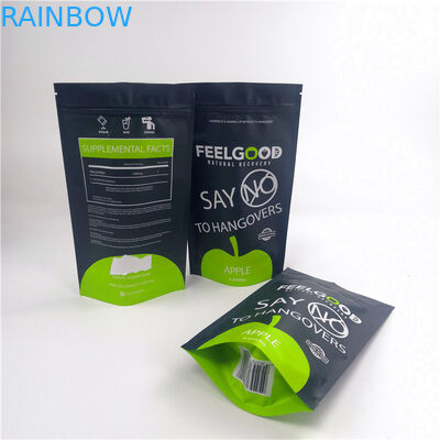 স্ন্যাকস ফুড মাইলার 110 মিমি জিপার স্ট্যান্ডিং পাউচগুলি কাস্টমাইজড লোগো