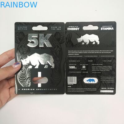 চকচকে পৃষ্ঠ 9x12 সেমি রাইনো ক্যাপসুল ফোস্কা কাগজ কার্ড