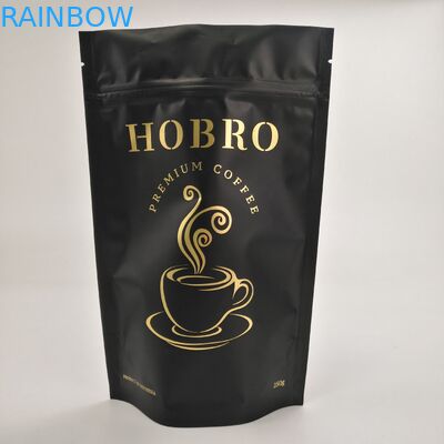 ম্যাট ব্ল্যাক স্তরিত অ্যালুমিনিয়াম ফয়েল জিপ লক কফি প্যাকেজিং ব্যাগ কফি বিন বিন প্যাকেজিং ব্যাগ ভালভের সাথে দাঁড়ান