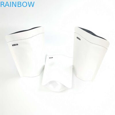 ই এম কাস্টম 1/8 ওজেড হোয়াইট লোগো আকার রিসেইলেবল অ্যালুমিনিয়াম ফয়েল 120 ​​মাইক্রন ক্রাফ্ট পেপার স্ট্যান্ড আপ প্যাকেজিং পাউচগুলি