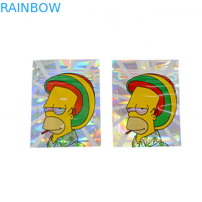 সিবিডি ওয়েডস আঠালো ক্যান্ডি বিয়ার মায়লার জিপার ব্যাগের স্বাদে ভেষজ ফুলের শুকনো তামাকের খুচরা ব্যাগের জন্য হোলোগ্রাফিক ব্যাগ