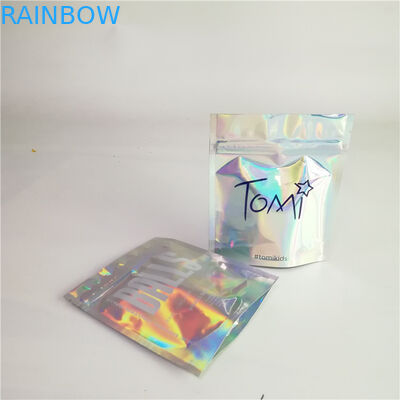 জিপার সহ কাস্টম স্বীকৃত হলোগ্রাফিক কসমেটিকস প্যাকেজিং ব্যাগ