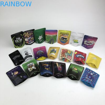 100 মাইক্রন ভিএমপিইটি গন্ধযুক্ত প্রুফ কুকিজ ব্যাগ 3.5 জি 7 জি 14 জি গাঁজা মেলার