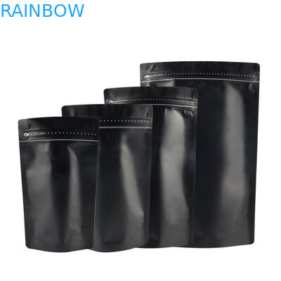 ম্যাট ব্ল্যাক ফিনিশ ফয়েল স্ট্যান্ড আপ জিপার প্যাকেজিং ব্যাগ কফি ব্যাগ সহ সোনার স্ট্রিপস