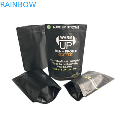 সোনার প্রিন্টিং কফি ব্যাগ ম্যাট কালো ফিনিস ফয়েল স্ট্যান্ড আপ জিপার প্যাকেজিং ব্যাগ